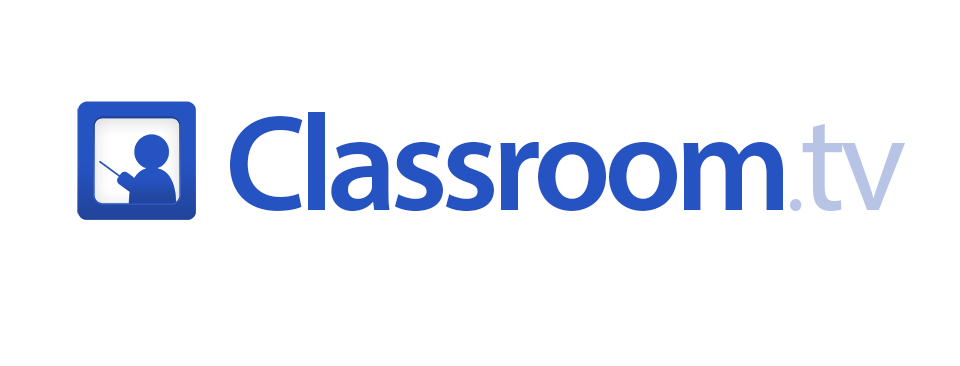 Classroom.tv logo: the wordmark beside a small blue screen icon.